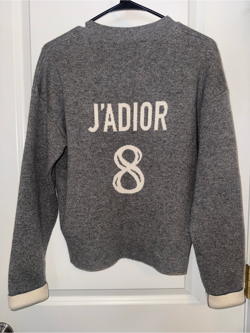Christian Dior Grey Crewneck Sweater with Cream J'ADIOR Logo